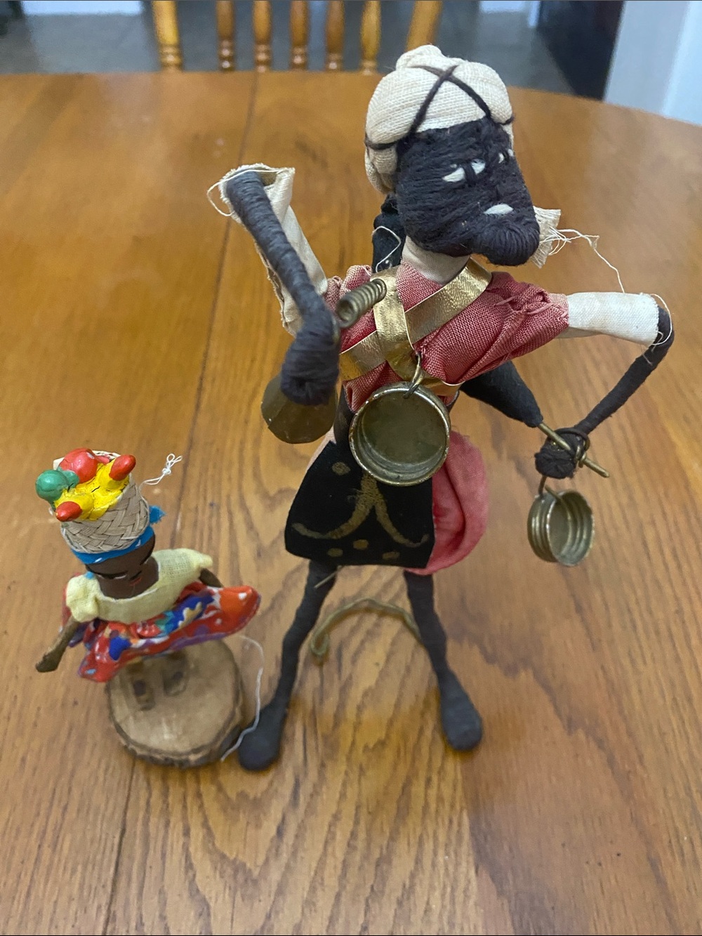Handcrafted Black and Red Artisan Figurine Set - Home Accents